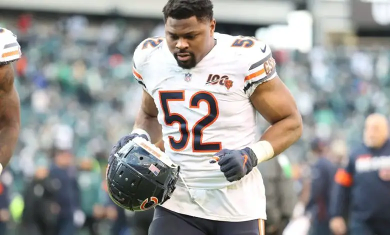 Khalil Mack ruled out for Sunday's game.